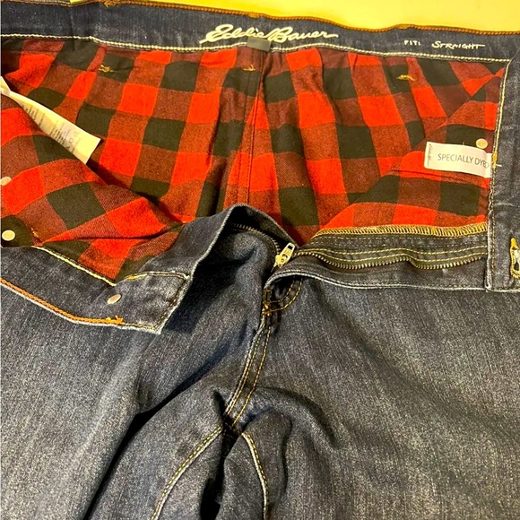 Eddie Bauer Flannel Lined Men’s Denim Jeans Straight Leg 40x32 New Without Tags - Picture 1 of 7
